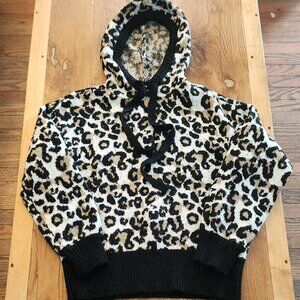 Cheetah print Hooded Knit Sweater